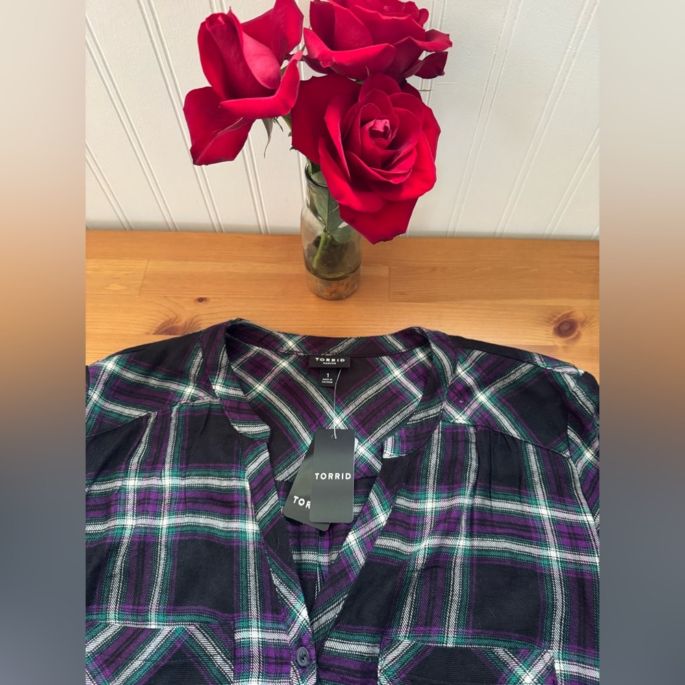Torrid Harper Brushed Tunic Pullover Delilah Plaid Size 1X New With Tags - Picture 2 of 10
